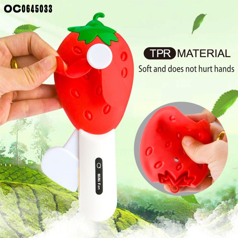 Low price portable fruit hand crank plastic mini hand held fans for kids