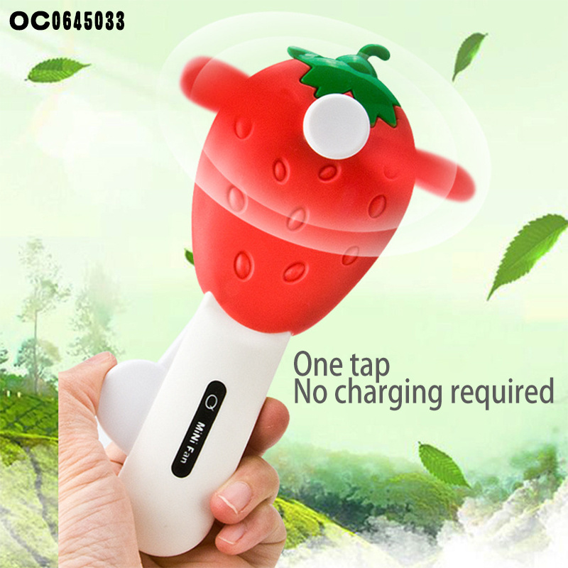 Low price portable fruit hand crank plastic mini hand held fans for kids