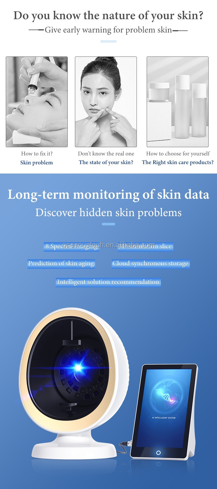 Portable Facial Scanner Skin Diagnostic Analysis 3D Smart Magic Mirror Digital Visia Skin Analyzer