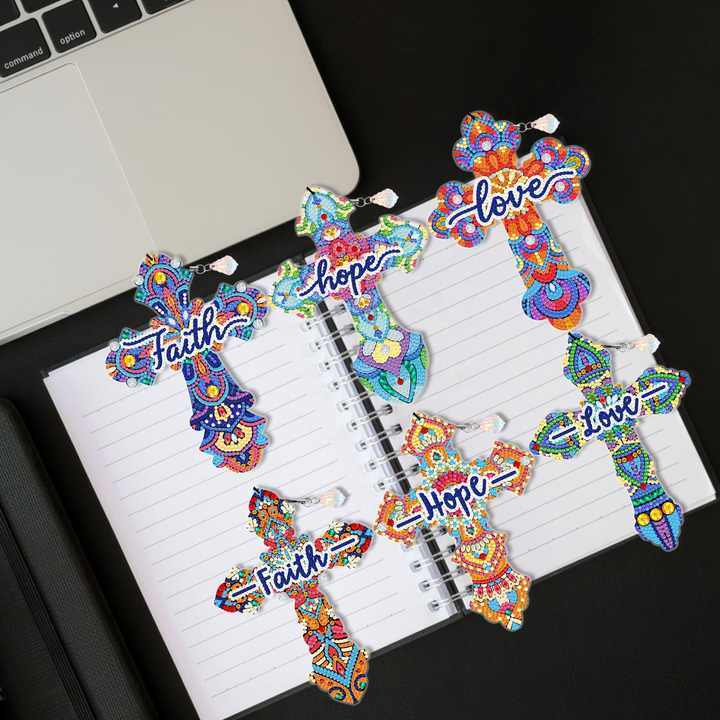 6pcs Diy Diamond Painting Cross Bookmark Diamond Embroidery Customize Bookmarks Diamond Art Kits For Adults And Kids