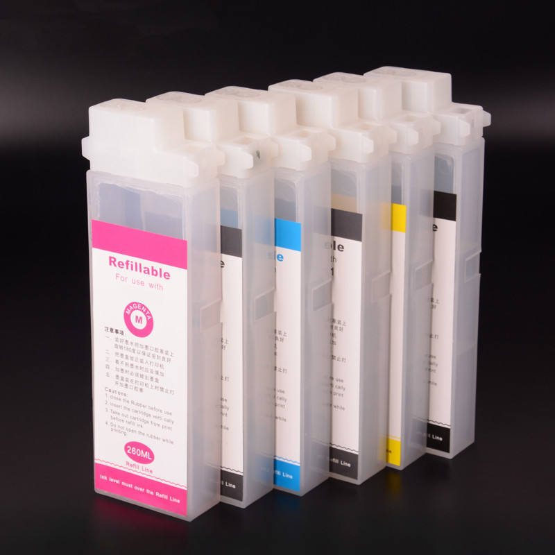 Ocinkjet 6 Colors 260ML PFI 102 Empty 510 Refillable Ink Cartridge For Canon IPF700 IPF605 iPF 500 510 600 610 700