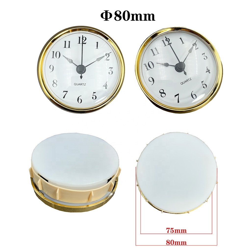 65mm clock insert Quartz clock head Fit up Inserts with gold silver bezel