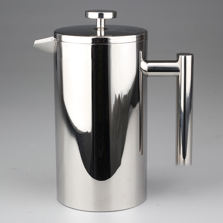 304 Stainless Steel Double Wall Insulated 350/800/1000ml French Press Coffee Maker with Filter