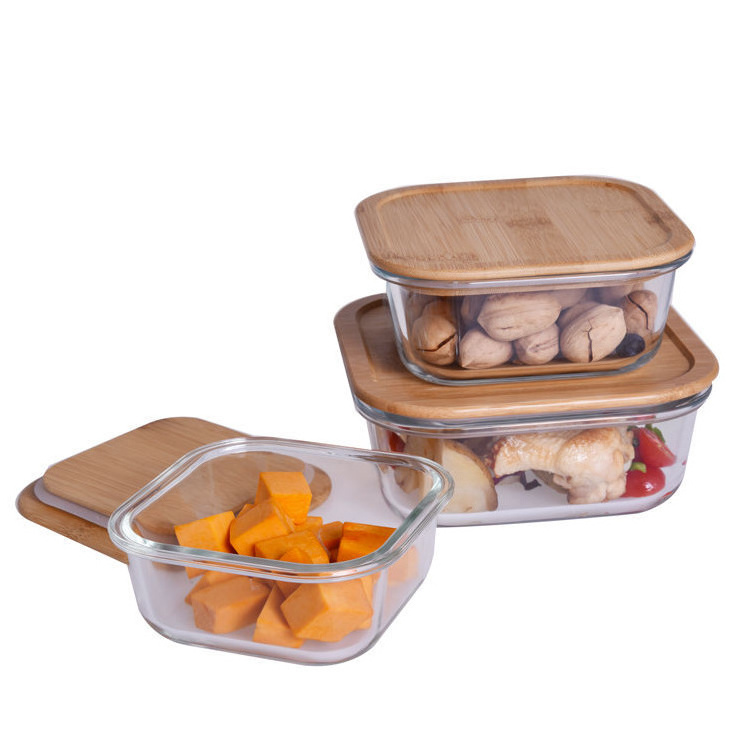 New Product Ideas 2024 High Borosilicate Glass Food Container With Bamboo Lid soup lunch box