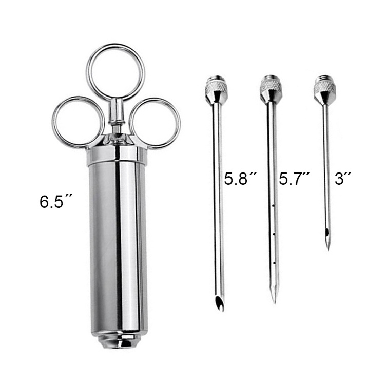 Heavy Duty Turkey Meat Injector 304 Stainless Steel 2 Oz Seasoning Injector Marinade Injector Syringe Includes 3 Needles