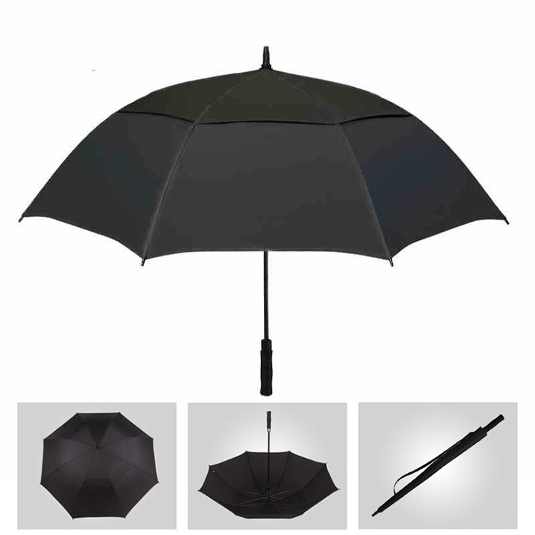 online Hot Sale Eco-friendly Automatic Open Golf Double Canopy Vented Windproof Waterproof Stick Umbrellas