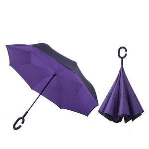 Wholesale online top seller eco-friendly  Inverted for Women UV Protection Upside Down Umbrella with C-Shaped Handle