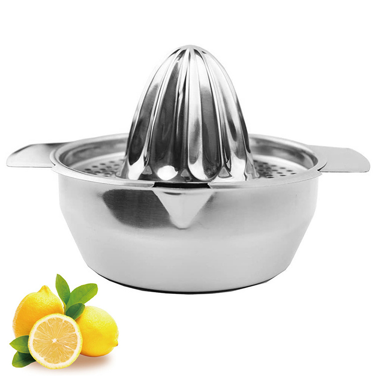 Stainless Steel 304 Citrus Lemon Orange Grapefuit Juicer Manual Lemon Squeezer with Strainer & Bowl