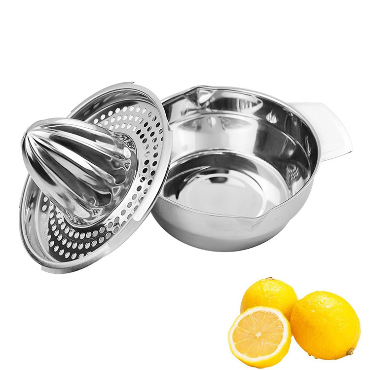 Stainless Steel 304 Citrus Lemon Orange Grapefuit Juicer Manual Lemon Squeezer with Strainer & Bowl