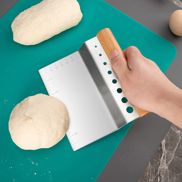 Kitchen Utensil Stainless Steel 2 In 1 Herb Stripper Dough Scraper Dough Cutter for Bread and Pizza Dough