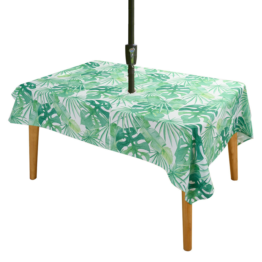 online factory direct sale outdoor waterproof polyester table cloth with umbrella hole zipper