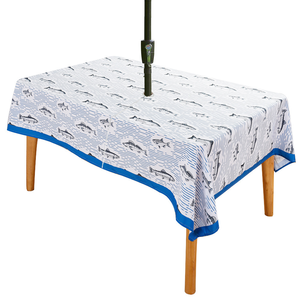 online factory direct sale outdoor waterproof polyester table cloth with umbrella hole zipper