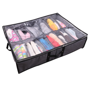 online Product Under Bed Shoe Storage Organizer Underbed Shoe Container Box Bedding Storage with Clear Set