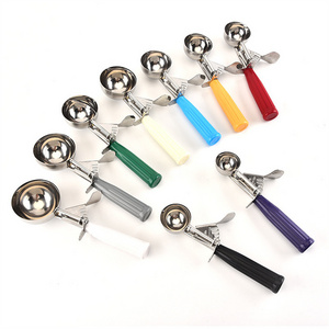 Comfort Grip Handle Stainless Steel Manual Fruits Ball Digging Spoon Ice Cream Scoop with Trigger Lever