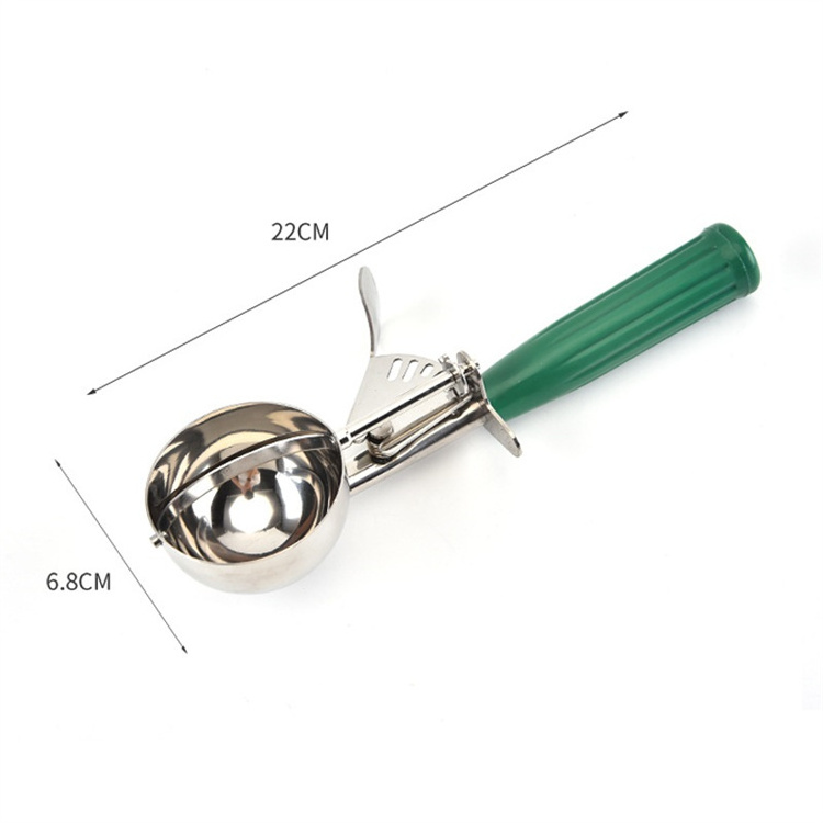 Comfort Grip Handle Stainless Steel Manual Fruits Ball Digging Spoon Ice Cream Scoop with Trigger Lever