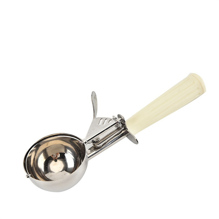 Comfort Grip Handle Stainless Steel Manual Fruits Ball Digging Spoon Ice Cream Scoop with Trigger Lever