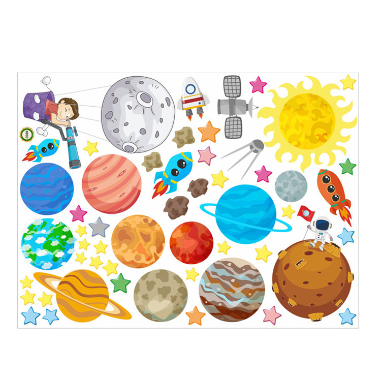 Peel and Stick Removable Planets in The Space Wall Stickers Kids Space Wall Decals for Nursery Bedroom