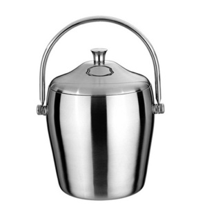 1.2L 2L Double Wall Stainless Steel Insulated Ice Bucket with Lid & Handle for Home Bar Beer Champagne