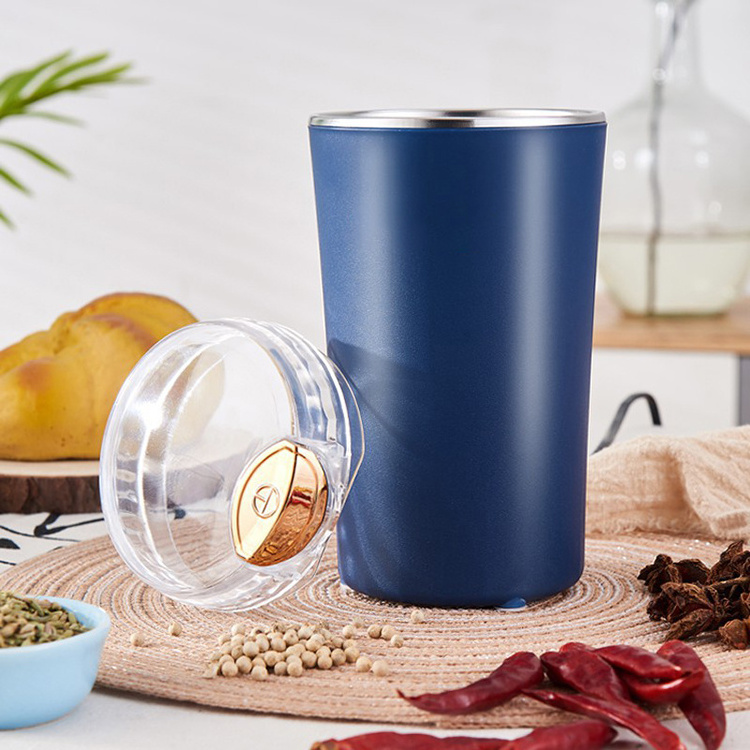 One-touch Push-Button Spice Grinder Stainless Steel Coffee Grinder Electric for Herb Peanut Grains Beans