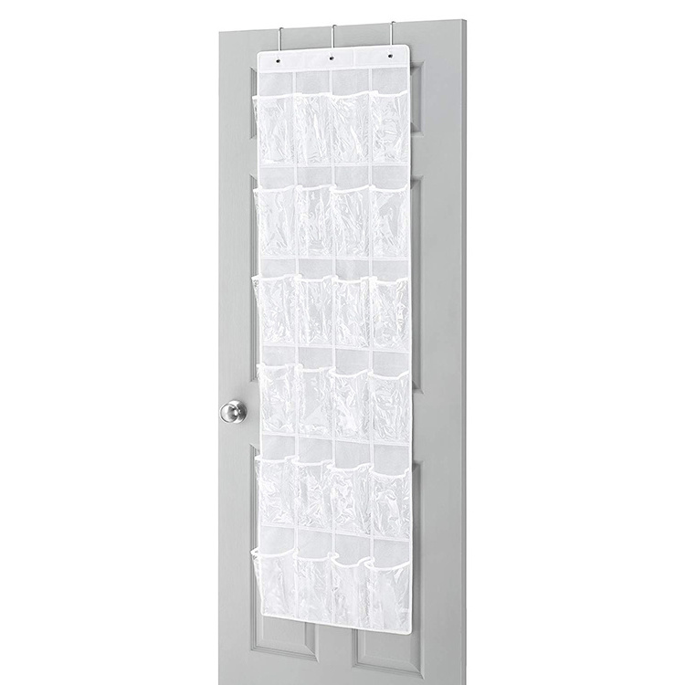 15/22/24 Pockets Hanging Shoe Rack for Door Clear Over the Door Shoe Organizer with Hooks for Closet Home