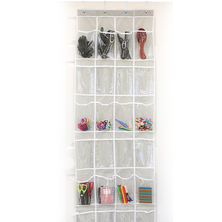 15/22/24 Pockets Hanging Shoe Rack for Door Clear Over the Door Shoe Organizer with Hooks for Closet Home