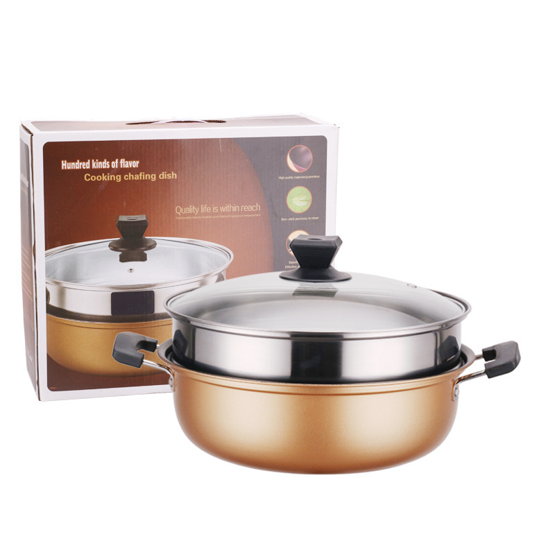 Extra Thick stainless steel double boiler best non-stick fry pan Wholesale Cookware Set milk and soup Pot