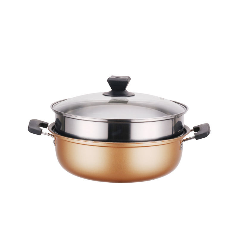 Extra Thick stainless steel double boiler best non-stick fry pan Wholesale Cookware Set milk and soup Pot