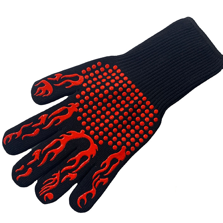 Hot Barbecue Cotton Silicone Oven Mitts Gloves Extreme Heat Resistant Glove Grill BBQ Glove for Kitchen Cooking Baking