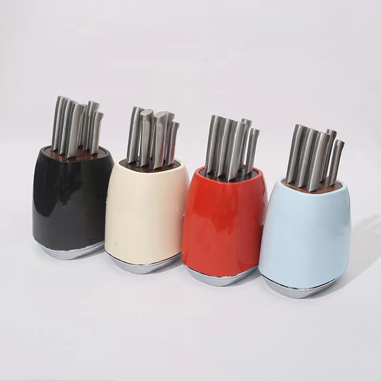 High Quality Wholesale Stainless Steel Knife Set 7-Piece Metal Knife Holder Set for Kitchen Use