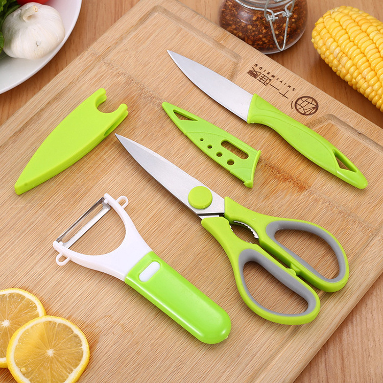 Factory New Arrival 2024 Home Office Travel Portable Vegetable & Fruits Kitchen Knife Scissors Grater Set