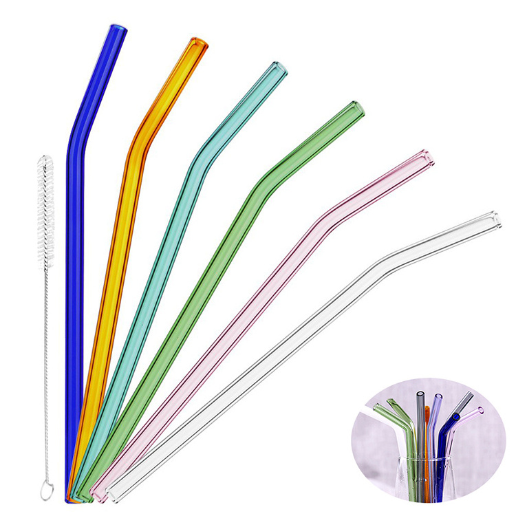 Bar Gadget Drink Pipe Glass Straw Straight Reusable Water Juice Cocktail or Bent 18cm 1 Piece OPP Bag 18cm*8mm