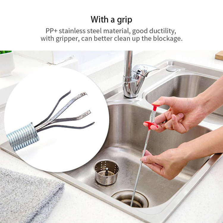 online Hot Sale Kitchen Cleaning Tools Sewer Brush Home Bendable Sink Tub Bathroom Dredge Pipe Brush Kitchen Accessories