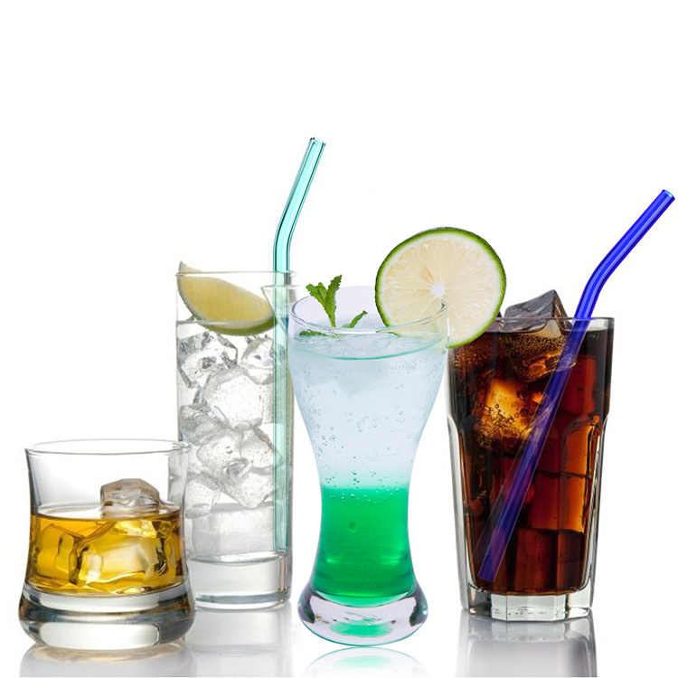 Bar Gadget Drink Pipe Glass Straw Straight Reusable Water Juice Cocktail or Bent 18cm 1 Piece OPP Bag 18cm*8mm