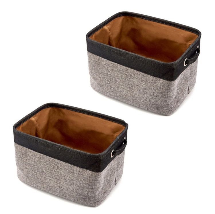 Online Top Sale 24.6 L Cotton and Linen Fabric Storage Basket Collapsible Storage Bins with Cotton Handles