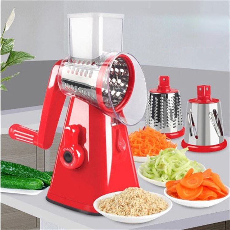 Kitchen Manual Mandoline Shredder Vegetable Cutter Slicer Rotary Cheese Grater Chopper with Drum Blades