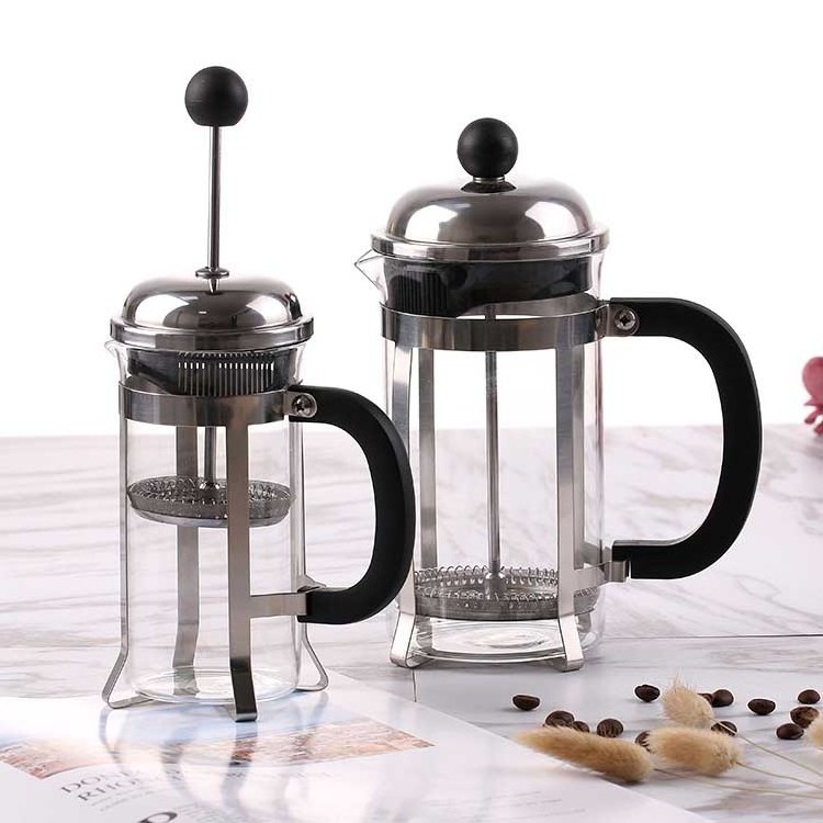 online Best Seller Portable Borosilicate Glass Coffee Plunger Food Grade Stainless Steel Double Mesh Classical French Press