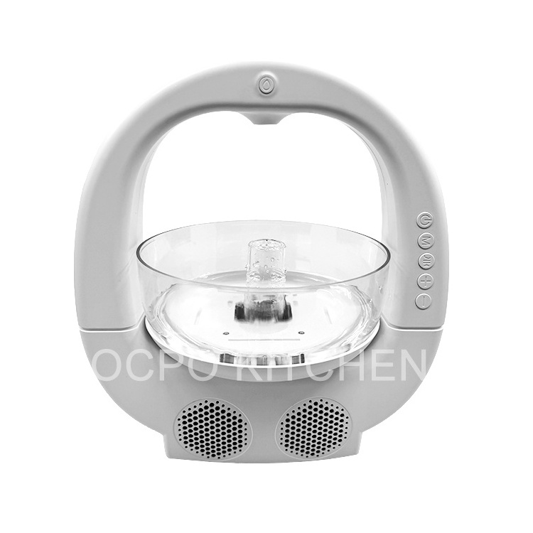 2024 New Multi Function Anti gravity Water Drop Humidifier Bluetooth Speaker Night Light Ornamental Fish Tank