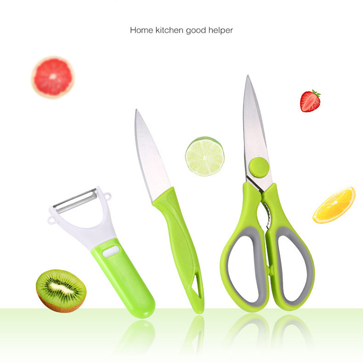 Factory New Arrival 2024 Home Office Travel Portable Vegetable & Fruits Kitchen Knife Scissors Grater Set