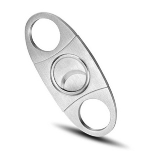 2024 online Hot Sale New Product Silver Round Stainless Steel Metal Handle Double Blade Cigar Cutter Wholesale