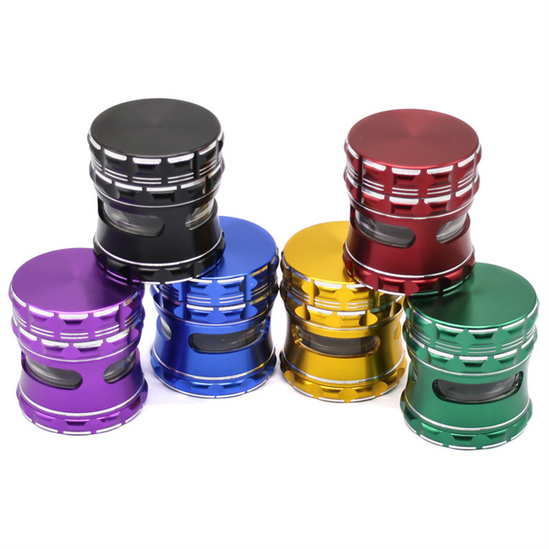 Four-layer Durable Easy Grip Manual Aluminium Alloy 2.5 Inch Herb Grinder Hand Crank Spice Grinder