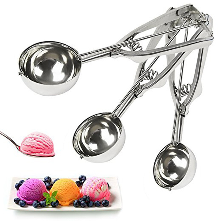 online Hot Sale 304 Stainless Steel 3pcs Ice Cream Scoop stainless steel Ice Cream Spoons Cookie Spoon Set