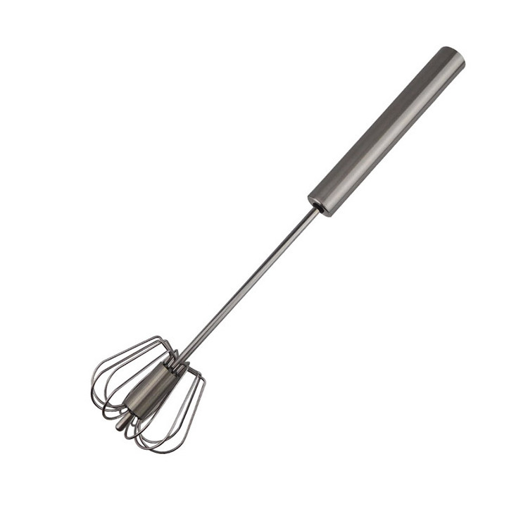 2024 online Hot Sale New Product Cooking Kitchen Baking Tool 12 inch Stainless Steel Hand Held Semi-automatic Egg Beater Whisk