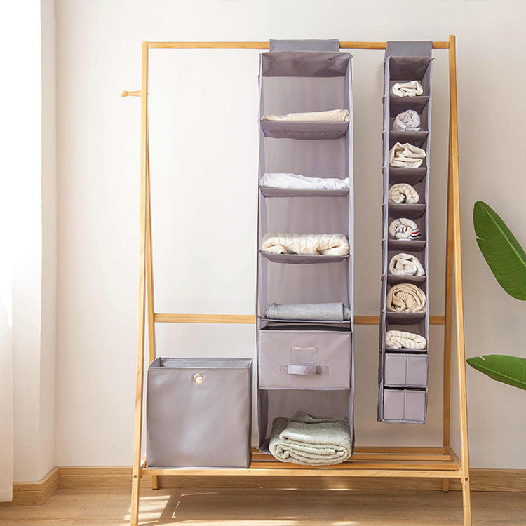 10 Shelves Closet Hanging Storage Bag Hanging Closet Organizer and Storage for Home Dorm Room