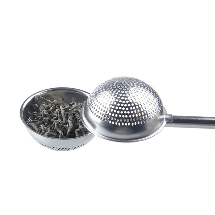 online Hot Selling Long Handle Stainless Steel Elastic Reusable Cylinder Tea Filter Extra Fine Mesh Tea Strainer