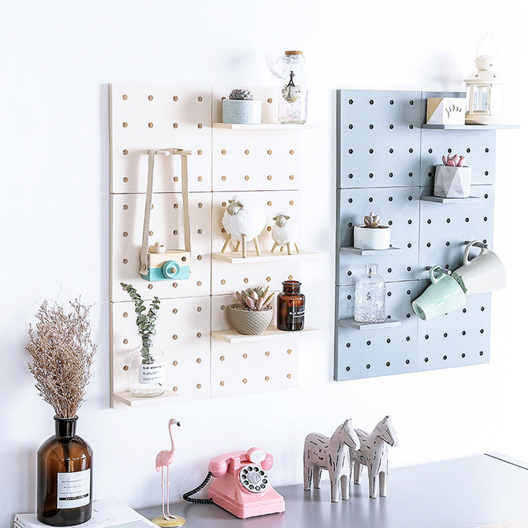 Factory Hot Sale Home Office Decor Wall Mounted Plate Shelf Detachable Pegboard Free Punching Storage Rack