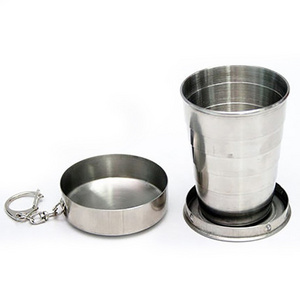 Factory Hot Sale Outdoor Travel Camping BBQ Folding Mug 75ml/150ml/250ml Stainless Steel Elastic Water Cup