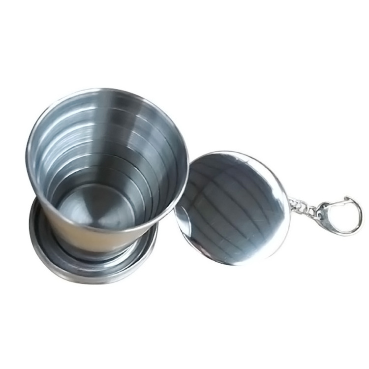 Factory Hot Sale Outdoor Travel Camping BBQ Folding Mug 75ml/150ml/250ml Stainless Steel Elastic Water Cup