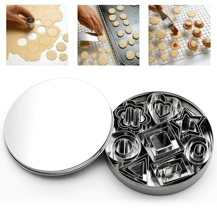 Online Top Seller 2024 New Baking Tool 24 PCS Stainless Steel Halloween DIY Tools Heart Star Biscuits Mold Cookie Cutter Set