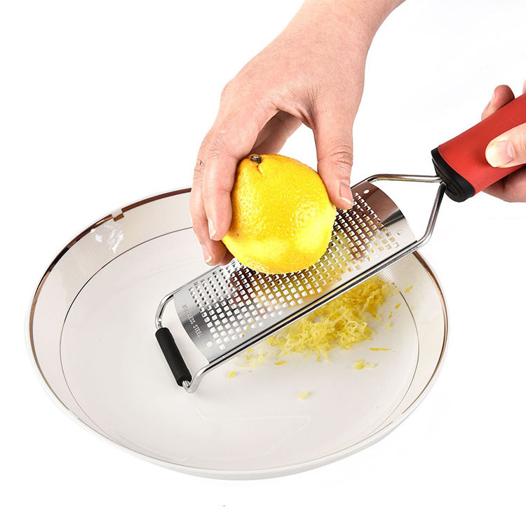 online hot kitchen utensils mini stainless steel manual cheese lemon zester grater with silicone handle