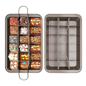 Professional Non-Stick Brownie Pan with Divider Carbon Steel Baking Pan Bread Cake Oven Baking Mold Bakeware Tray